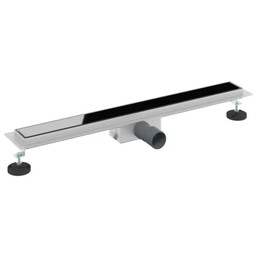  Zuhanylefolyó üvegfedéllel Fekete 80 cm Rozsdamentes acél 304