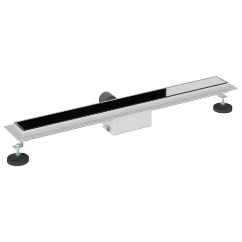  Zuhanylefolyó üvegfedéllel Fekete 80 cm Rozsdamentes acél 304