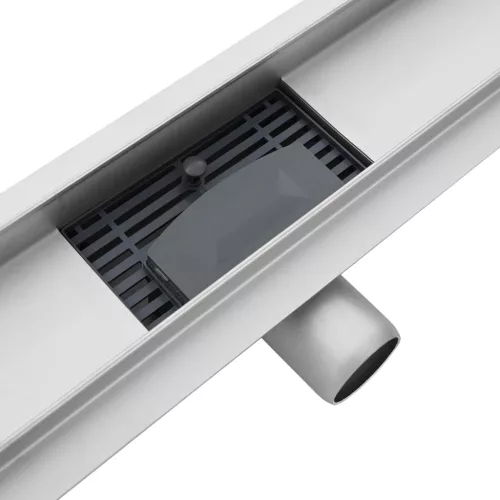  Zuhanylefolyó üvegfedéllel Fekete 80 cm Rozsdamentes acél 304