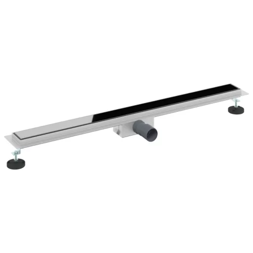  Zuhanylefolyó üvegfedéllel Fekete 90 cm Rozsdamentes acél 304
