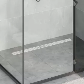    Zuhanylefolyó üvegfedéllel Ezüst 90 cm Rozsdamentes acél 304
