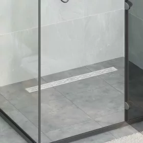  362 Fok Zuhany lefolyó vonal dizájnnal Ezüst 80 cm