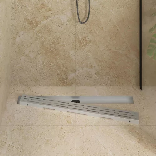  362 Fok Zuhany lefolyó vonal dizájnnal Ezüst 90 cm