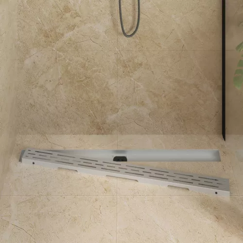  362 Fok Zuhany lefolyó vonal dizájnnal Ezüst 100 cm