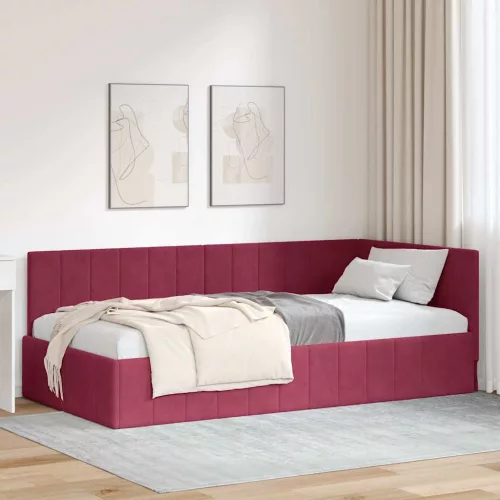  Sarokágy keret fejtámlával bordó 100 x 200 cm Bársony