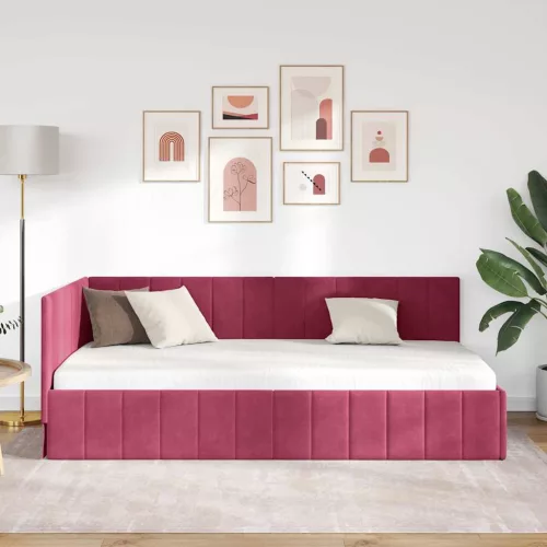 Sarokágy keret fejtámlával bordó 100 x 200 cm Bársony