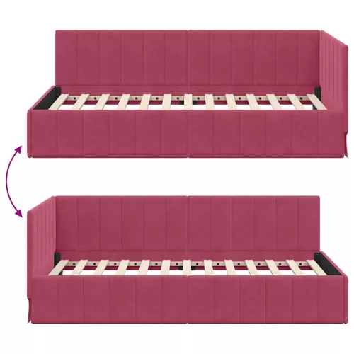  Sarokágy keret fejtámlával bordó 100 x 200 cm Bársony