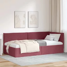  Sarokágy keret fejtámlával bordó 80 x 200 cm szövet
