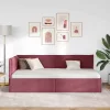 Sarokágy keret fejtámlával bordó 80 x 200 cm szövet