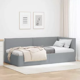    Sarokágy keret fejtámlával Világosszürke 90 x 200 cm szövet