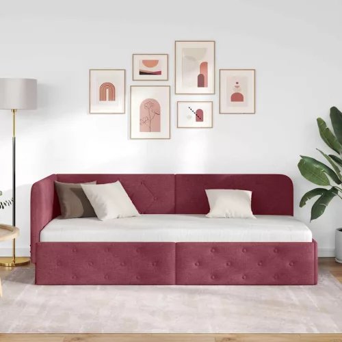  Sarokágy keret fejtámlával Bordó 80 x 200 cm szövet