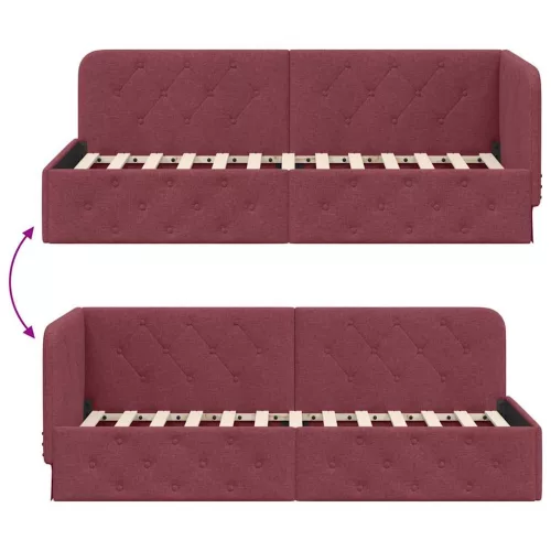  Sarokágy keret fejtámlával Bordó 80 x 200 cm szövet