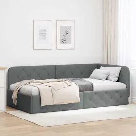    Sarokágy keret fejtámlával Sötétszürke 90 x 200 cm szövet