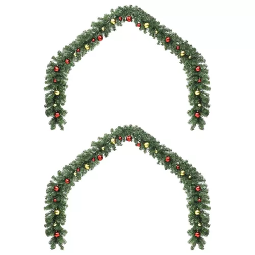  Karácsonyi girland 2 pcs Zöld 40 m PVC