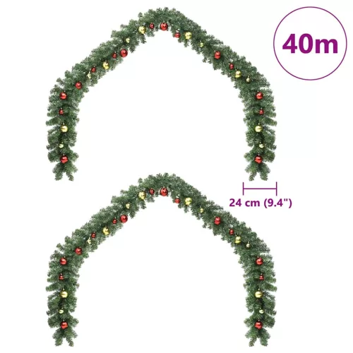  Karácsonyi girland 2 pcs Zöld 40 m PVC