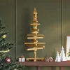  Fából készült Karácsonyfa állvánnyal Barna 90 cm Tömör fenyőfa