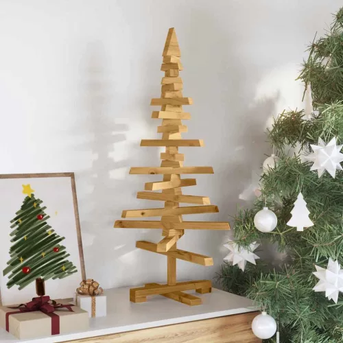  Fából készült Karácsonyfa állvánnyal Barna 90 cm Tömör fenyőfa