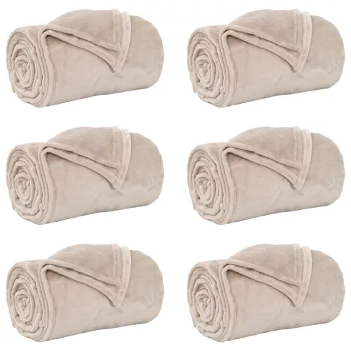  Takarók 6 pcs Bézs 150 x 200 cm Gyapjú
