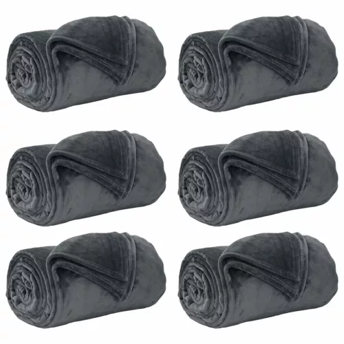  Takarók 6 pcs Sötétszürke 150 x 200 cm Gyapjú