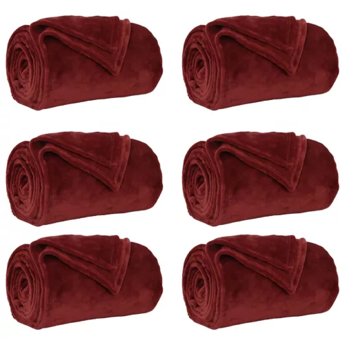  Takarók 6 pcs Bordeaux piros 150 x 200 cm Gyapjú