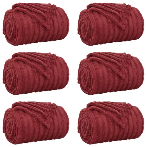  Takarók 6 pcs Bordeaux piros 200 x 150 cm Gyapjú
