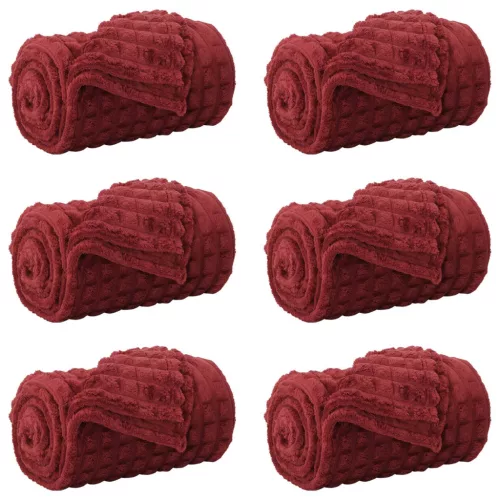  Takarók 6 pcs Bordeaux piros 150 x 130 cm Gyapjú