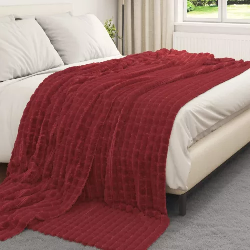  Takarók 6 pcs Bordeaux piros 240 x 220 cm Gyapjú