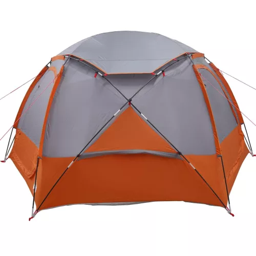  Kupola sátor levehető esővédővel Szürke és narancs 4 személyes