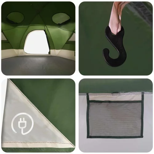  Kupola sátor levehető esővédővel Zöld 8 személyes