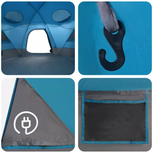  Kupola sátor levehető esővédővel Kék 12 fős