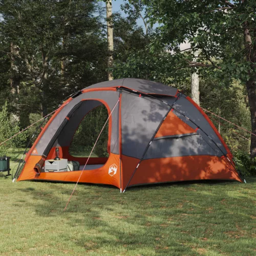  Kupola sátor levehető esővédővel Szürke és narancs 12 fős