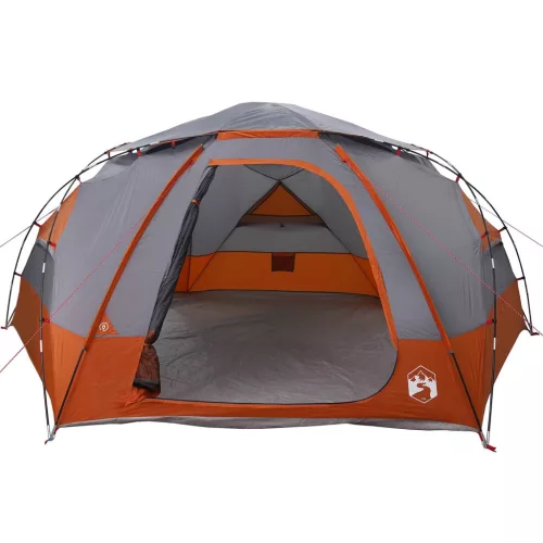  Kupola sátor levehető esővédővel Szürke és narancs 12 fős