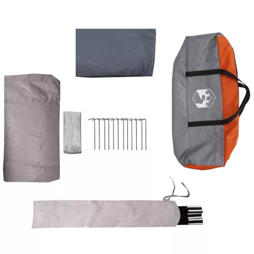  Kupola sátor levehető esővédővel Szürke és narancs 12 fős