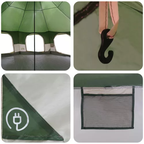  Családi Sátor Zöld 10 személyes 185T poliészter PU bevonattal