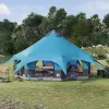  Családi Sátor Kék 10 személyes 185T poliészter PU bevonattal