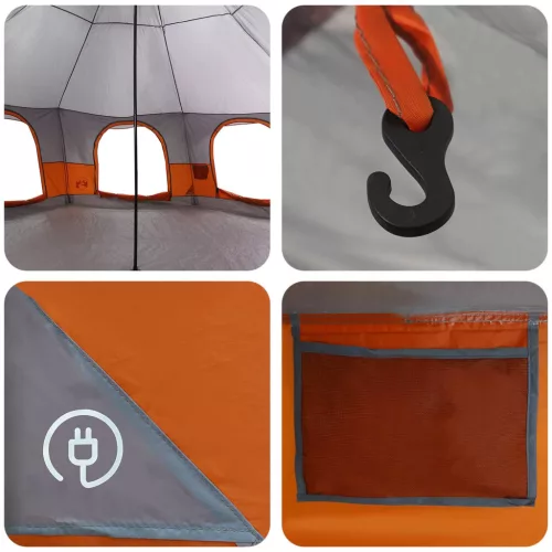  Családi Sátor Szürke és narancs 10 személyes