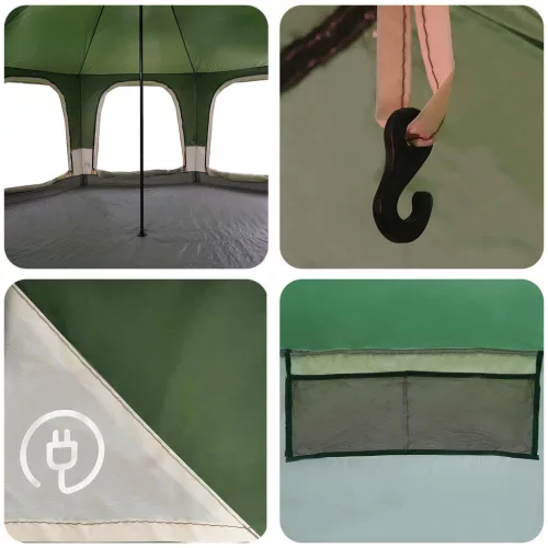  Családi Sátor Zöld 5 személyes 185T poliészter PU bevonattal