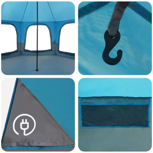  Családi Sátor Kék 5 személyes 185T poliészter PU bevonattal