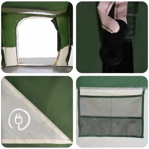  Családi sátor esővédővel vízálló alagút Zöld 18-Fős