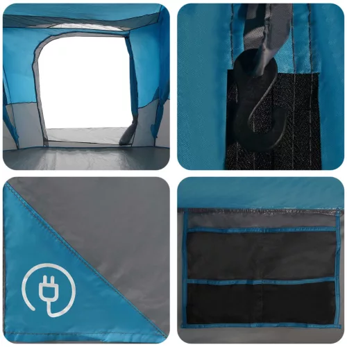  Családi sátor esővédővel vízálló alagút Kék 18-Fős