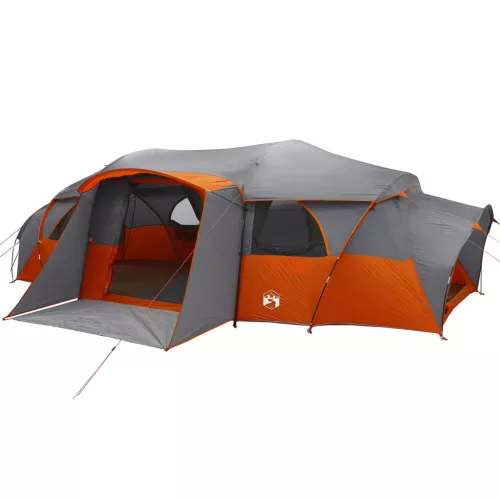  Családi sátor esővédővel vízálló Szürke és narancs 18-Fős