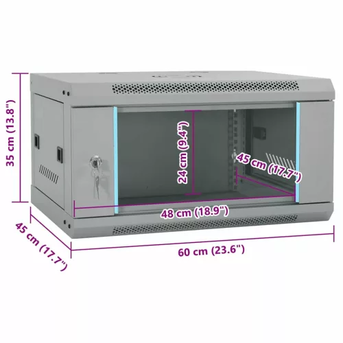  Hálózati szekrény tárolóval Szürke 60 x 45 x 35 cm Acél