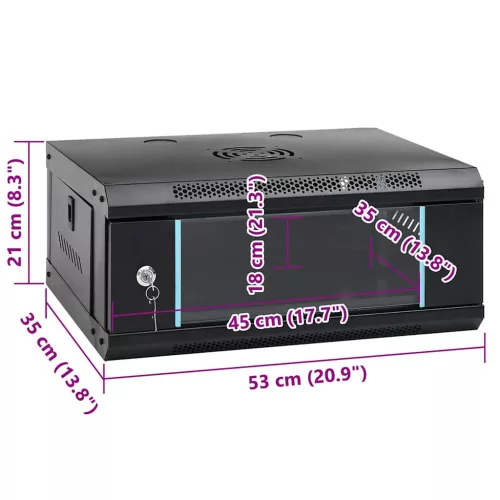  Hálózati szekrény tárolóval Fekete 53 x 35 x 21 cm Acél