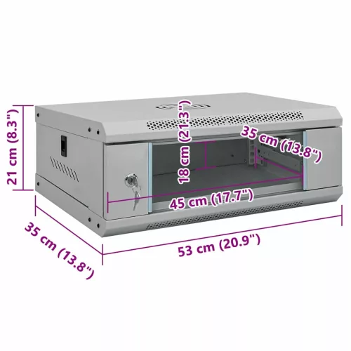  Hálózati szekrény tárolóval Szürke 53 x 35 x 21 cm Acél