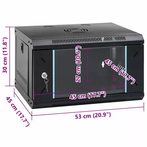  Hálózati szekrény tárolóval Fekete 53 x 45 x 30 cm Acél