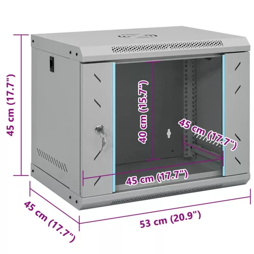  Hálózati szekrény tárolóval Szürke 53 x 45 x 45 cm Acél