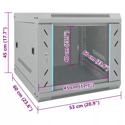  Hálózati szekrény tárolóval Szürke 53 x 60 x 45 cm Acél