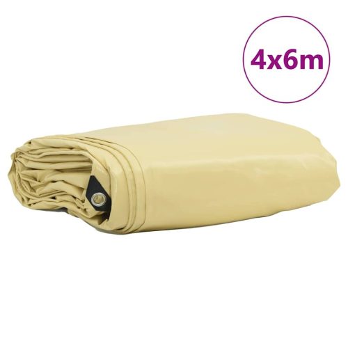  Ponyva 650g / m² Bézs 4 x 6 m Vászon PVC bevonattal