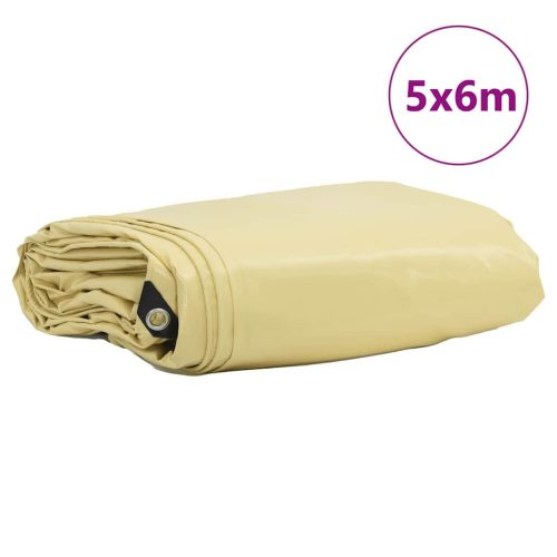  Ponyva 650g / m² Bézs 5 x 6 m Vászon PVC bevonattal