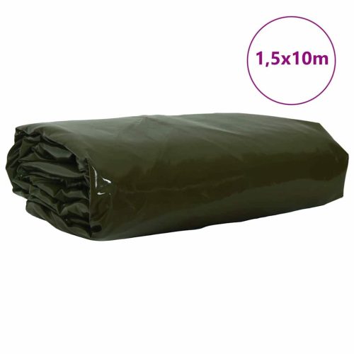  Ponyva 650g / m² Olajzöld 1,5 x 10 m Vászon PVC bevonattal